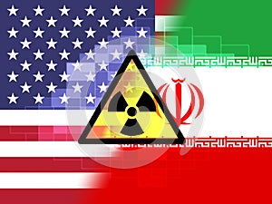 Iran Nuclear Deal Negotiation Or Talks With Usa Flags - 2d Illustration