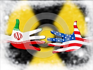 Iran Nuclear Deal Negotiation Or Talks With Usa Flags - 2d Illustration