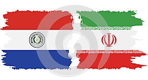 Iran and Paraguay grunge flags connection vector