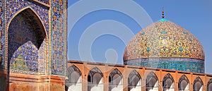 Iran. Persia. Isfahan. Dome of Sheikh Lotfollah Mosque at Naqsh-e Jahan square in Isfahan. 17th century. Banner format.