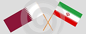 Iran and Qatar. The Iranian and Qatari flags. Official colors. Correct proportion. Vector