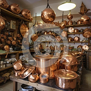 iran store filled with copper pots and pans