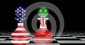 Iran and United States confrontation and relations concept. 3D rendering
