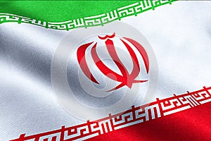 Iranian flag waving texture fabric background, crisis of iran for nuclear photo