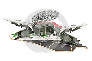 Iranian missile defence system concept, 3D rendering photo