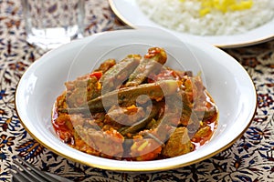 Iranian okra stew photo