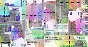 Iranian Rial 100000 IRR banknotes abstract color mosaic pattern