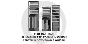 Iraq, Baghdad, Alma'mun's Telecommunication Center In Downtown Baghdad travel landmark vector illustration