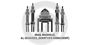 Iraq, Baghdad, Alshaheed, Martyr's Monument, travel landmark vector illustration