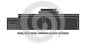 Iraq, Baghdad, Haydarkhana Mosque, travel landmark vector illustration