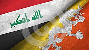 Iraq and Bhutan two flags textile cloth, fabric texture