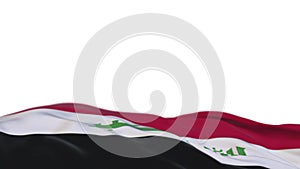 Iraq fabric flag waving on the wind loop. Iraqi embroidery stiched cloth banner swaying on the breeze. Half-filled white