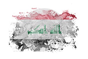 Iraq flag background painted on white paper with watercolor