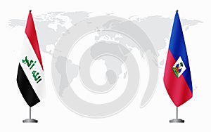 Iraq and Haiti flags for official meeting