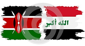 Iraq and Kenya grunge flags connection vector