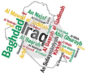 Iraq map and cities photo
