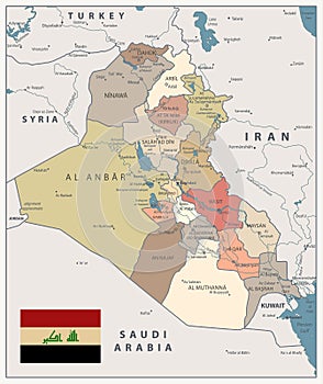 Iraq Map Vintage Color Map