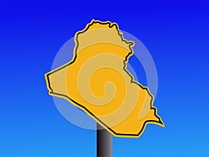 Iraq map warning sign