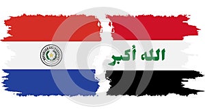 Iraq and Paraguay grunge flags connection vector