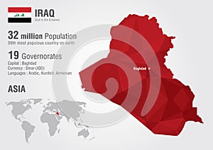 Iraq world map with a pixel diamond texture.