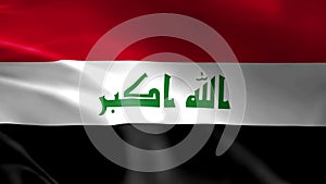Iraqi flag fluttering in the wind. detailed fabric texture