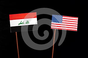 Iraqi flag with USA flag on black