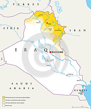 Iraqi Kurdistan Region political map photo