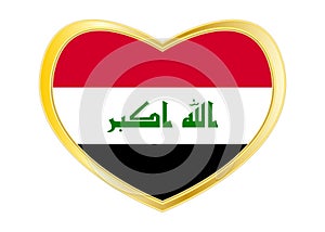 Flag of Iraq in heart shape, golden frame photo