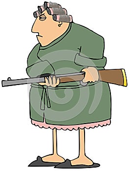 Irate woman with a gun