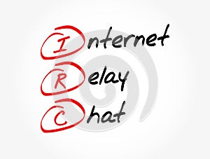 IRC - Internet Relay Chat acronym, technology concept background