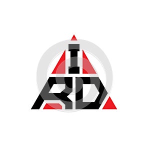 IRD triangle letter logo design with triangle shape. IRD triangle logo design monogram. IRD triangle vector logo template with red