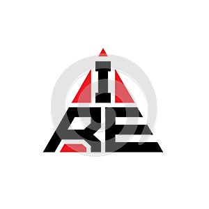 IRE triangle letter logo design with triangle shape. IRE triangle logo design monogram. IRE triangle vector logo template with red