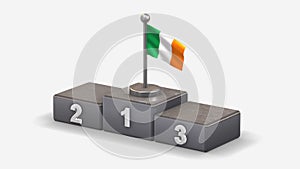 Ireland 3D waving flag illustration on winner podium.