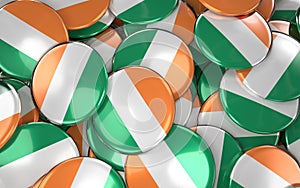 Ireland Badges Background - Pile of Irish Flag Buttons.