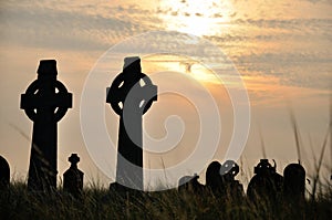 Ireland cemetery at sunset 2