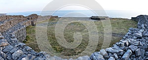 Ireland Dun Aengus inside panorama photo