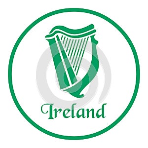 Ireland emblem with celtic harp