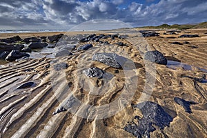 Ireland, Fanore beach with intensive orange sand