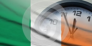 Ireland flag with dial of a clock