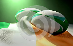 Ireland Flag And Rugby Ball Pair