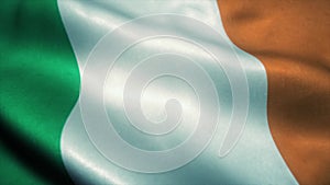 Ireland flag waving in the wind. National flag of Ireland. Sign of Ireland seamless loop animation. 4K