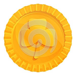 Ireland gold lucky coin icon, cartoon style
