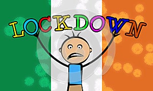Ireland kids lockdown or curfew to stop covid19 epidemic - 3d Illustration
