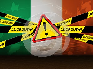 Ireland lockdown preventing ncov epidemic or outbreak - 3d Illustration photo