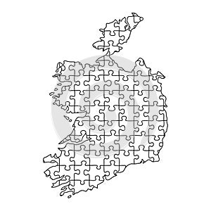 Ireland map from black pattern composed puzzles. Vector illustration