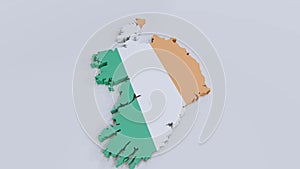 Ireland map with Ireland flag