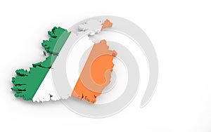 Ireland map with Ireland flag