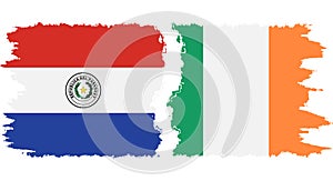 Ireland and Paraguay grunge flags connection vector