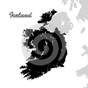 Ireland Political Sihouette Map