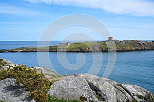 Ireland, rocky coastline and Dalkey Island